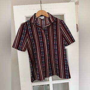 Vintage Levi Strauss Puff Sleeve Blouse Striped Shirt S / M / L